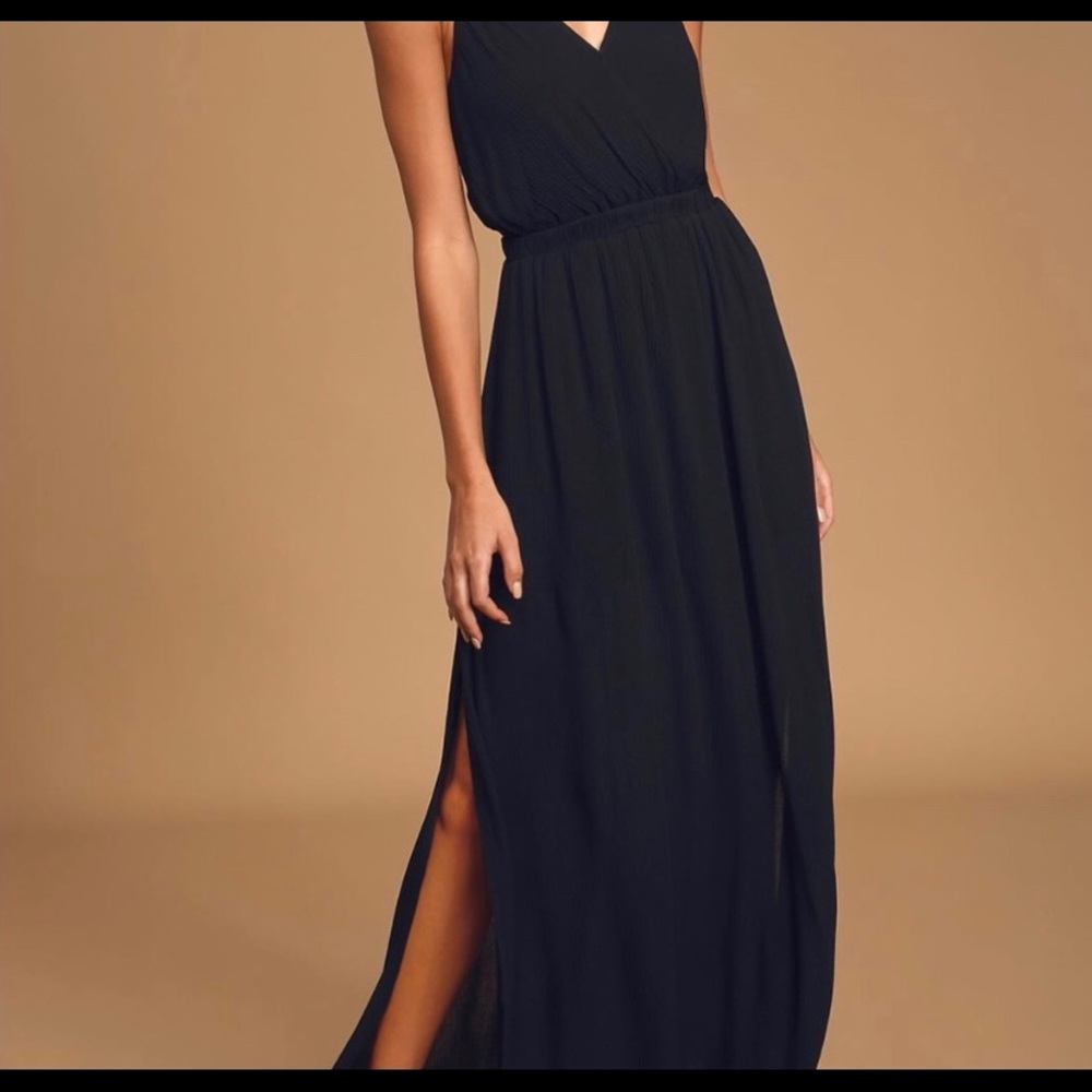 Lulus lost in paradise maxi dress, black, size medium